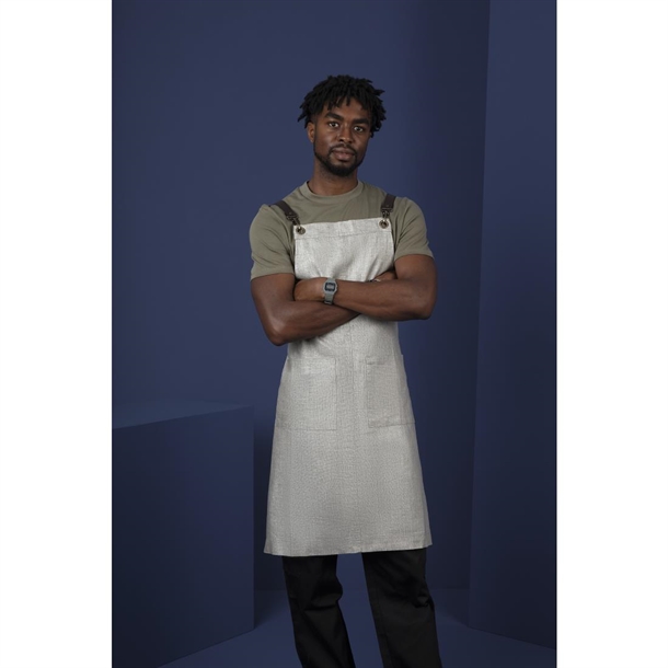 Southside Linen Blend Bib Apron Grey Southside Linen Blend Bib Apron Grey