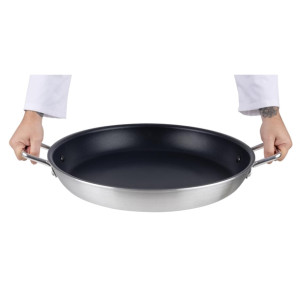 Vogue Aluminium Non-stick Teflon Platinum Plus Paella Pan 450mm