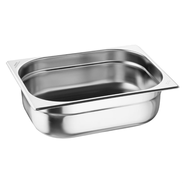Nisbets Essentials Stainless Steel 1/2 Gastronorm Tray 100mm (3 Pack) Nisbets Essentials Stainless Steel 1/2 Gastronorm Tray 100mm (3 Pack)