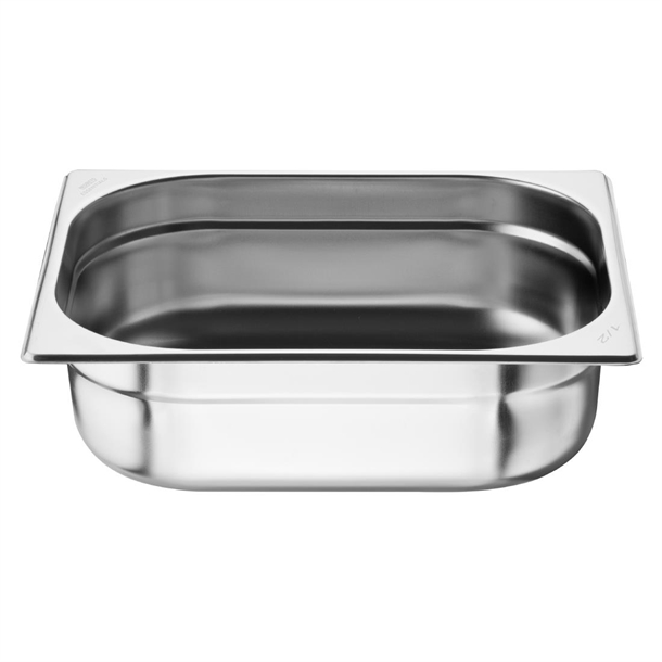 Nisbets Essentials Stainless Steel 1/2 Gastronorm Tray 100mm (3 Pack) Nisbets Essentials Stainless Steel 1/2 Gastronorm Tray 100mm (3 Pack)
