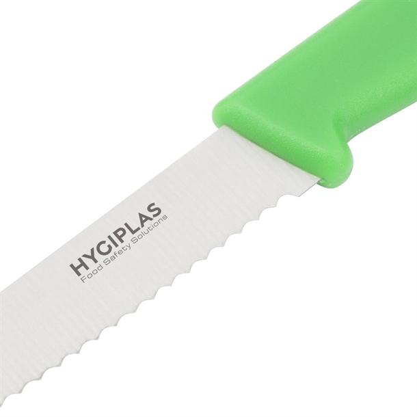 Hygiplas Serrated Tomato Knife Green 105mm Hygiplas Serrated Tomato Knife Green 105mm