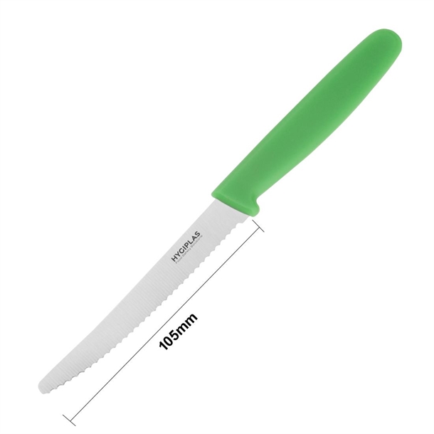 Hygiplas Serrated Tomato Knife Green 105mm Hygiplas Serrated Tomato Knife Green 105mm