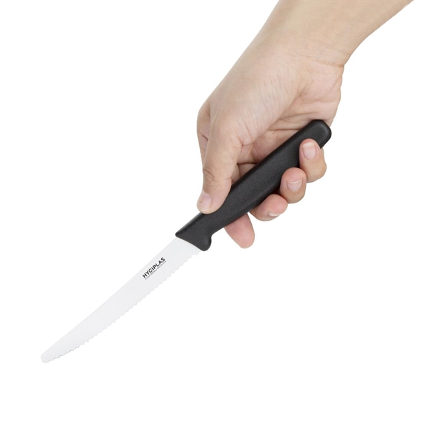Hygiplas Serrated Tomato Knife Black 105mm