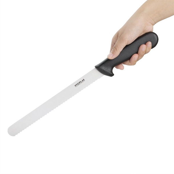Hygiplas Serrated Slicer Black Knife 250mm