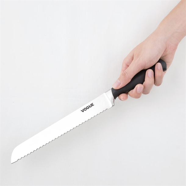 Vogue Soft Grip Bread Knife Black 200mm Vogue Soft Grip Bread Knife Black 200mm