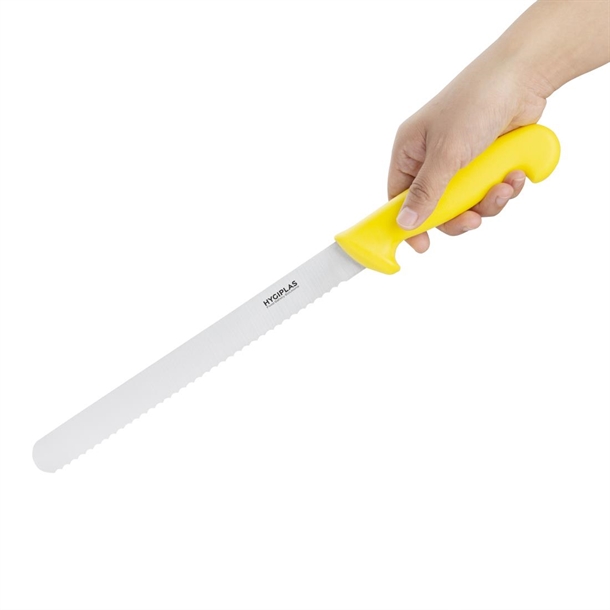 Hygiplas Serrated Slicer Yellow Knife 250mm Hygiplas Serrated Slicer Yellow Knife 250mm