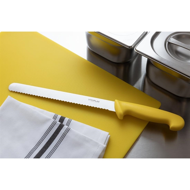 Hygiplas Serrated Slicer Yellow Knife 250mm Hygiplas Serrated Slicer Yellow Knife 250mm