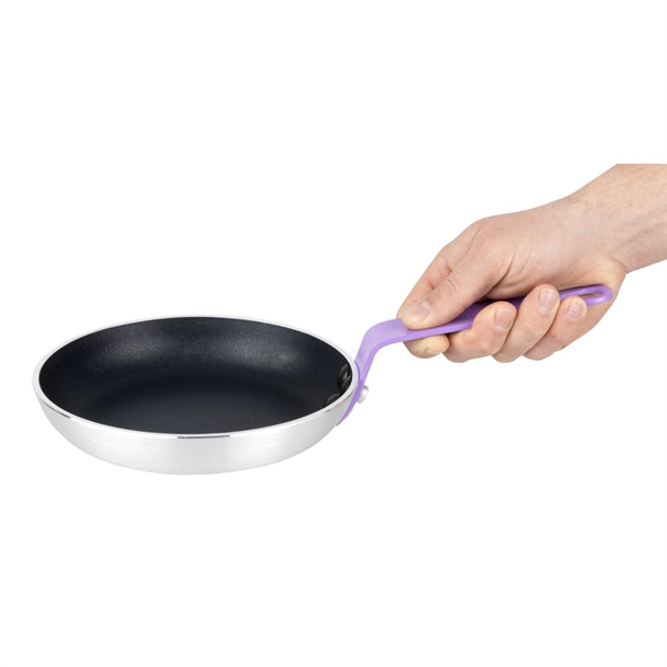 Hygiplas Aluminium Non-Stick Teflon Platinum Plus Frying Pan with Purple Handle 200mm
