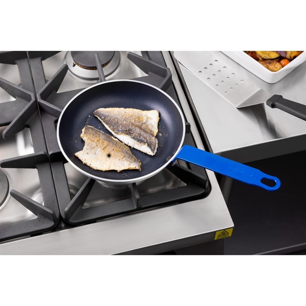 Hygiplas Aluminium Non-stick Teflon Platinum Plus Frying Pan with Blue Handle 24cm Hygiplas Aluminium Non-stick Teflon Platinum Plus Frying Pan with Blue Handle 24cm