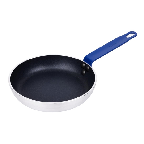 Hygiplas Aluminium Non-Stick Teflon Platinum Plus Frying Pan with Blue Handle 200mm Hygiplas Aluminium Non-Stick Teflon Platinum Plus Frying Pan with Blue Handle 200mm
