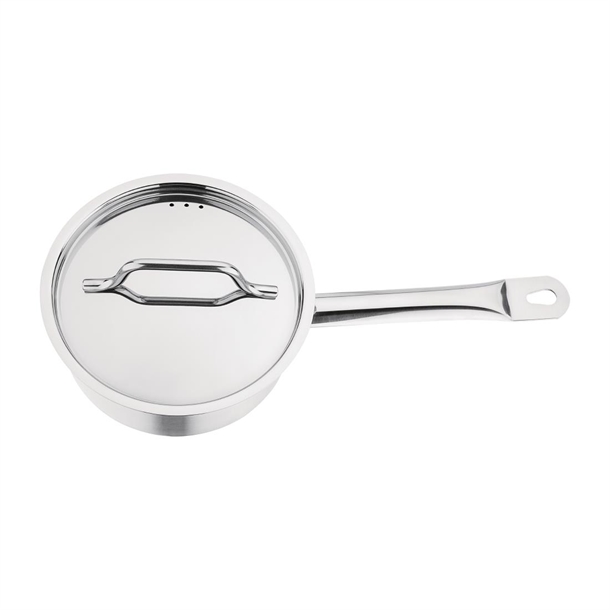 Nisbets Essentials Stainless Steel Saucepan With Lid 200mm Nisbets Essentials Stainless Steel Saucepan With Lid 200mm