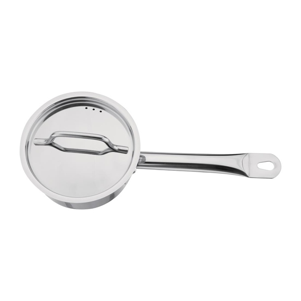 Nisbets Essentials Stainless Steel Saucepan With Lid 140mm Nisbets Essentials Stainless Steel Saucepan With Lid 140mm