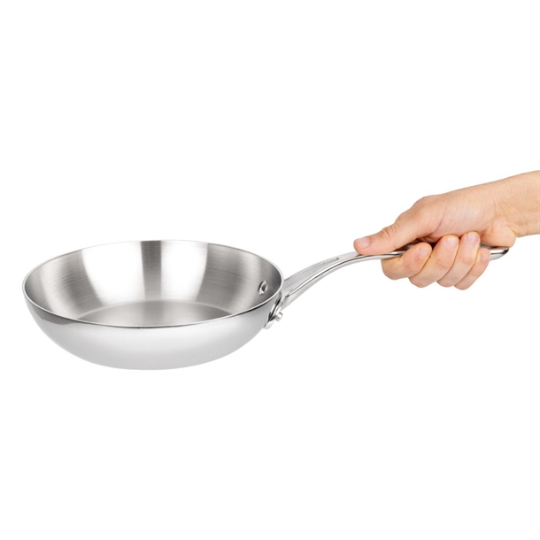 Vogue Stainless Steel & Aluminium Tri-Wall Frying Pan 200mm Vogue Stainless Steel & Aluminium Tri-Wall Frying Pan 200mm