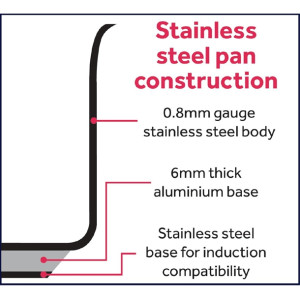 Vogue Stainless Steel Casserole Pan 280mm