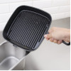 Vogue Square Cast Iron Ribbed Skillet Pan 241mm