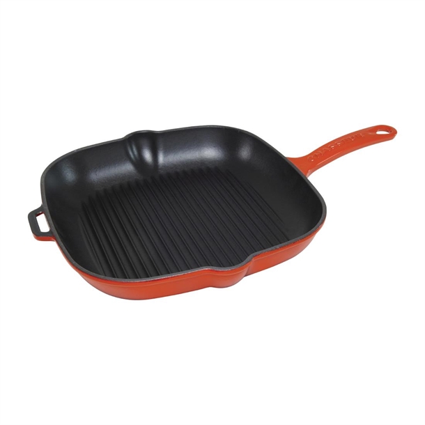 Chasseur Square Grill Cast Iron Pan Inferno Red - 25cm