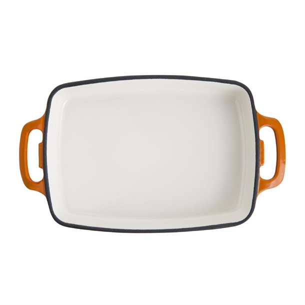 Vogue Orange Rectangular Cast Iron Dish 1.8Ltr Vogue Orange Rectangular Cast Iron Dish 1.8Ltr