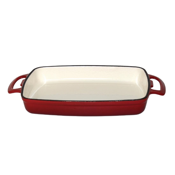 Vogue Red Rectangular Cast Iron Dish 1.8Ltr Vogue Red Rectangular Cast Iron Dish 1.8Ltr