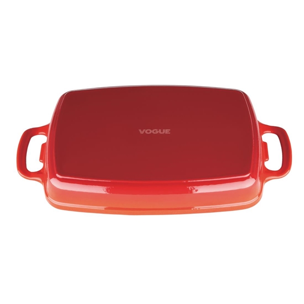 Vogue Red Rectangular Cast Iron Dish 1.8Ltr Vogue Red Rectangular Cast Iron Dish 1.8Ltr