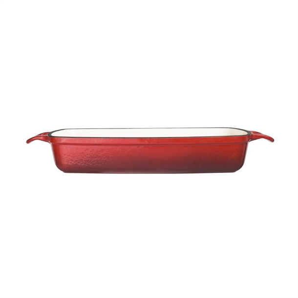 Vogue Red Rectangular Cast Iron Dish 1.8Ltr Vogue Red Rectangular Cast Iron Dish 1.8Ltr