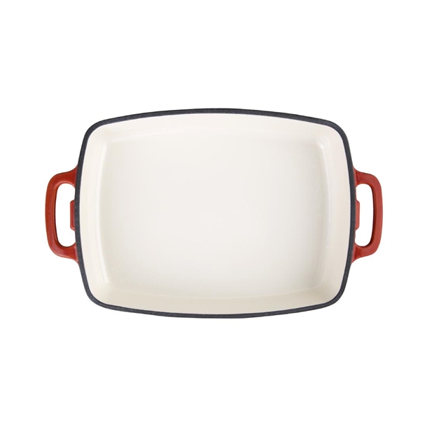 Vogue Red Rectangular Cast Iron Dish 1.8Ltr Vogue Red Rectangular Cast Iron Dish 1.8Ltr