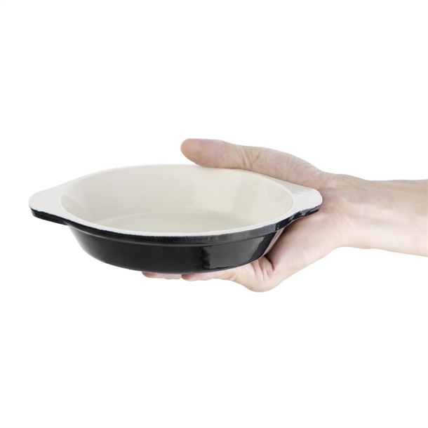 Vogue Black Round Cast Iron Gratin Dish 400ml Vogue Black Round Cast Iron Gratin Dish 400ml