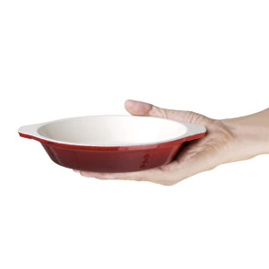 Vogue Red Round Cast Iron Gratin Dish 400ml Vogue Red Round Cast Iron Gratin Dish 400ml