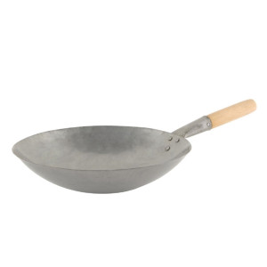 Chef Inox Cast Iron Wok with Wooden Handle 355mm