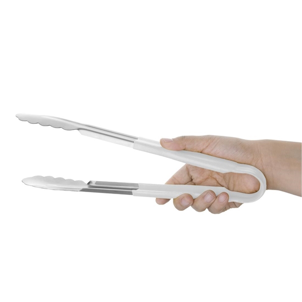 Hygiplas Colour Coded Serving Tong White 300mm Hygiplas Colour Coded Serving Tong White 300mm
