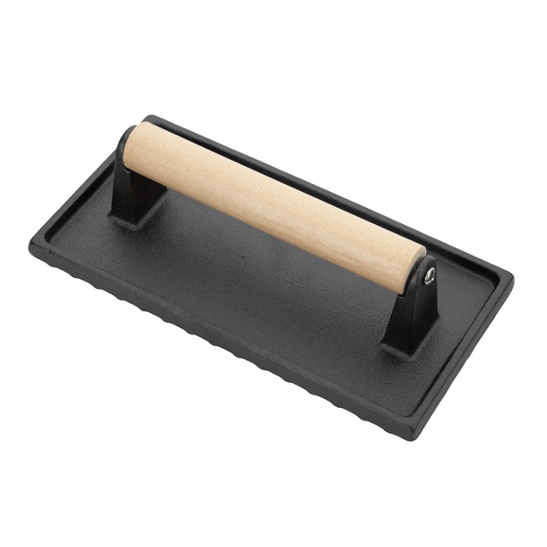 Vogue Cast Iron Steak Weight with Wood Handle Vogue Cast Iron Steak Weight with Wood Handle