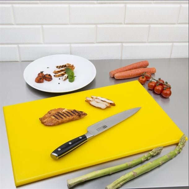 Hygiplas High Density Chopping Board Yellow - 450x300x12mm Hygiplas High Density Chopping Board Yellow - 450x300x12mm