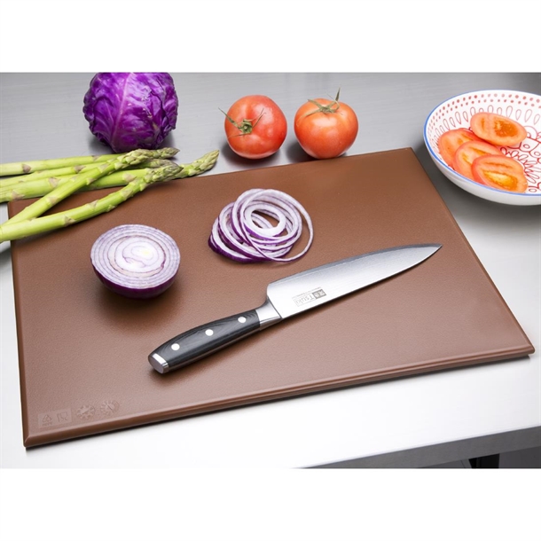 Hygiplas Antibacterial High Density Chopping Board Brown - 455x305x12mm Hygiplas Antibacterial High Density Chopping Board Brown - 455x305x12mm