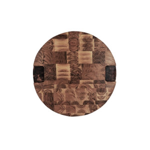 Chef Inox Serve Round Butchers Block With Handle Acacia - 530x40mm