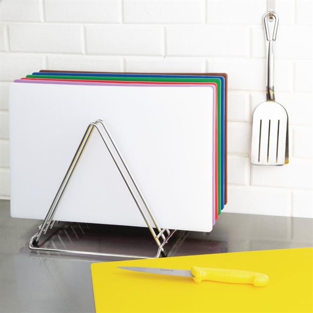 Hygiplas Stainless Steel Heavy Duty Chopping Board Rack - 7 Slots