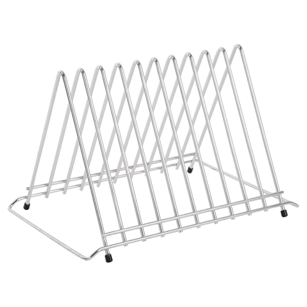 Hygiplas Stainless Steel Heavy Duty Chopping Board Rack - 10 Slots