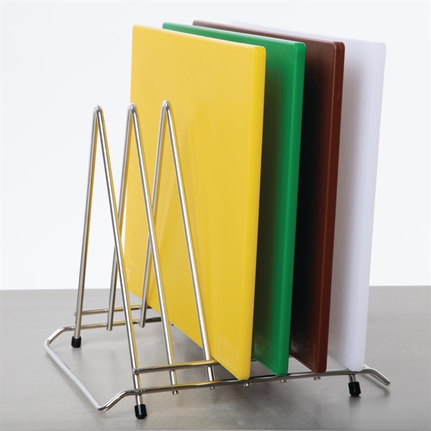Hygiplas Stainless Steel Triangle Chopping Board Rack - 6x 30mm Slots