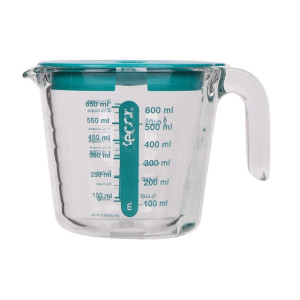 Décor Glass Measuring Jug W Lid Red 650ml