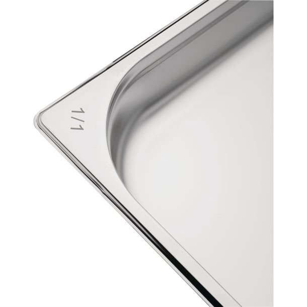 Nisbets Essentials Stainless Steel 1/1 Gastronorm Tray 65mm (Pack 3)