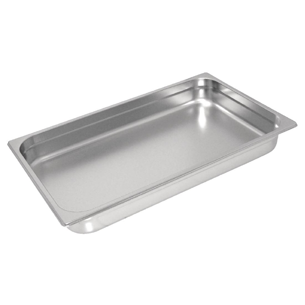 Vogue Heavy Duty Stainless Steel 1/1 Gastronorm Tray 65mm Vogue Heavy Duty Stainless Steel 1/1 Gastronorm Tray 65mm