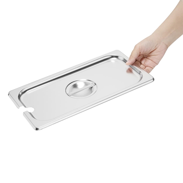 Vogue St/St GN Notched Lid - 1/3