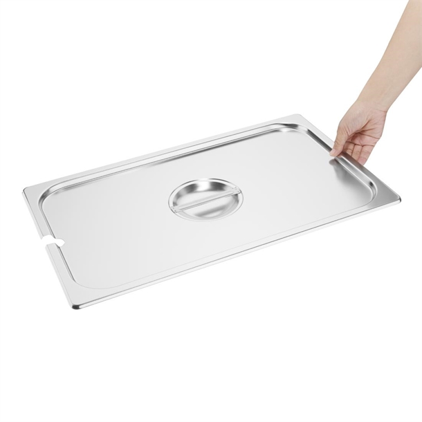 Vogue St/St GN Notched Lid - 1/1
