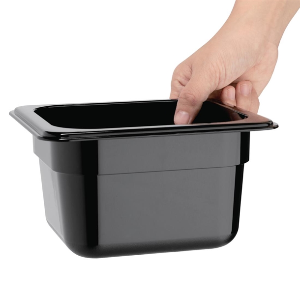 Vogue Black Polycarbonate - GN 1/6 100mm Vogue Black Polycarbonate - GN 1/6 100mm