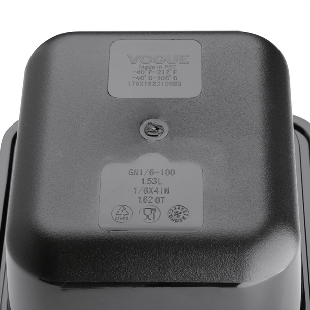 Vogue Black Polycarbonate - GN 1/6 100mm Vogue Black Polycarbonate - GN 1/6 100mm