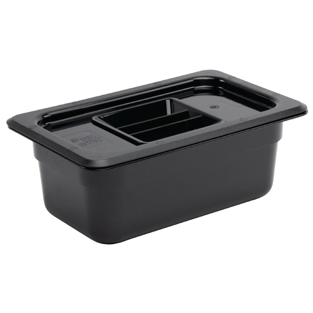 Vogue Black Polycarbonate - GN 1/4 100mm Vogue Black Polycarbonate - GN 1/4 100mm