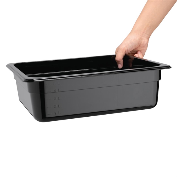 Vogue Black Polycarbonate - GN 1/2 100mm