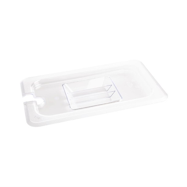 Vogue Clear Polycarbonate 1/4 Gastronorm Lid Notched Vogue Clear Polycarbonate 1/4 Gastronorm Lid Notched