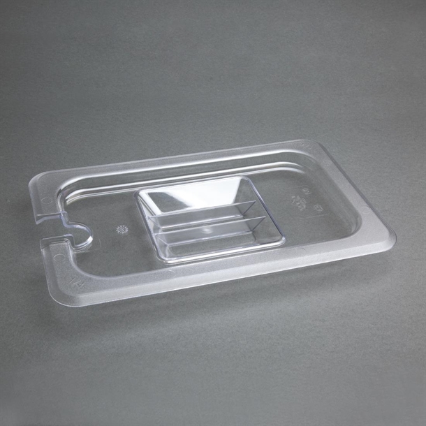 Vogue Clear Polycarbonate 1/4 Gastronorm Lid Notched Vogue Clear Polycarbonate 1/4 Gastronorm Lid Notched