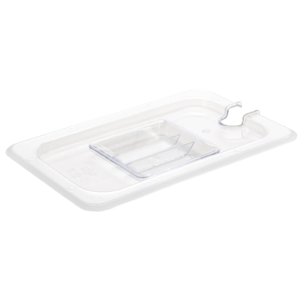 Vogue Clear Polycarbonate 1/4 Gastronorm Lid Notched Vogue Clear Polycarbonate 1/4 Gastronorm Lid Notched