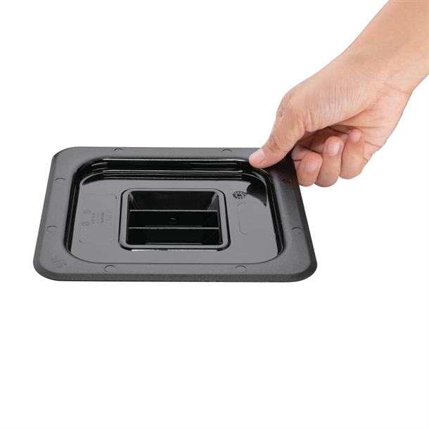 Vogue Black Polycarbonate 1/6 Gastronorm Container Lid Vogue Black Polycarbonate 1/6 Gastronorm Container Lid