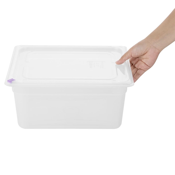 Hygiplas Click PP 1/2 GN Container with Lid & 7 Colour Clips 150mm 8.9Ltr (4 Pack) Hygiplas Click PP 1/2 GN Container with Lid & 7 Colour Clips 150mm 8.9Ltr (4 Pack)